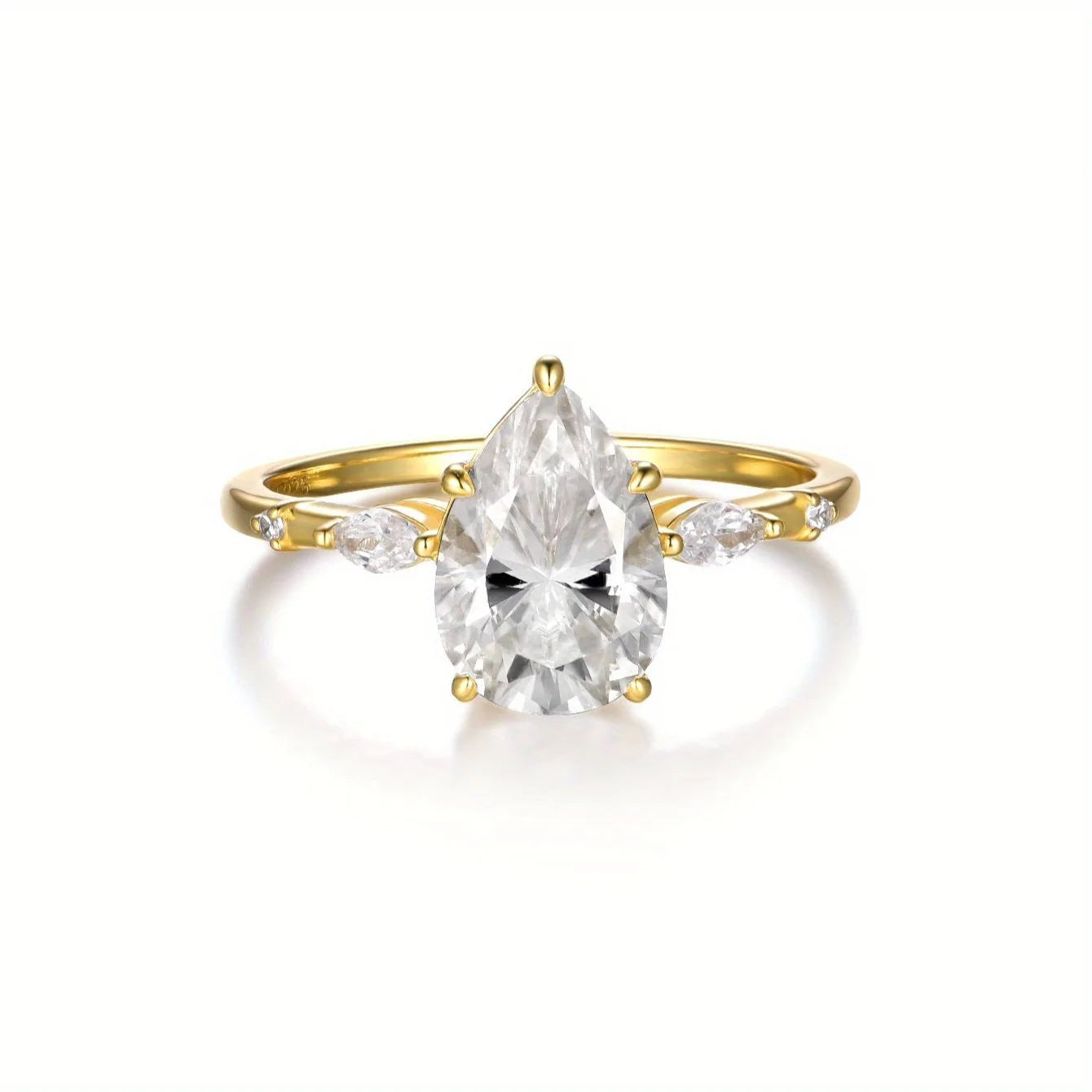 S925 Sterling Silver 2CT Teardrop Moissanite Ring Unisex
