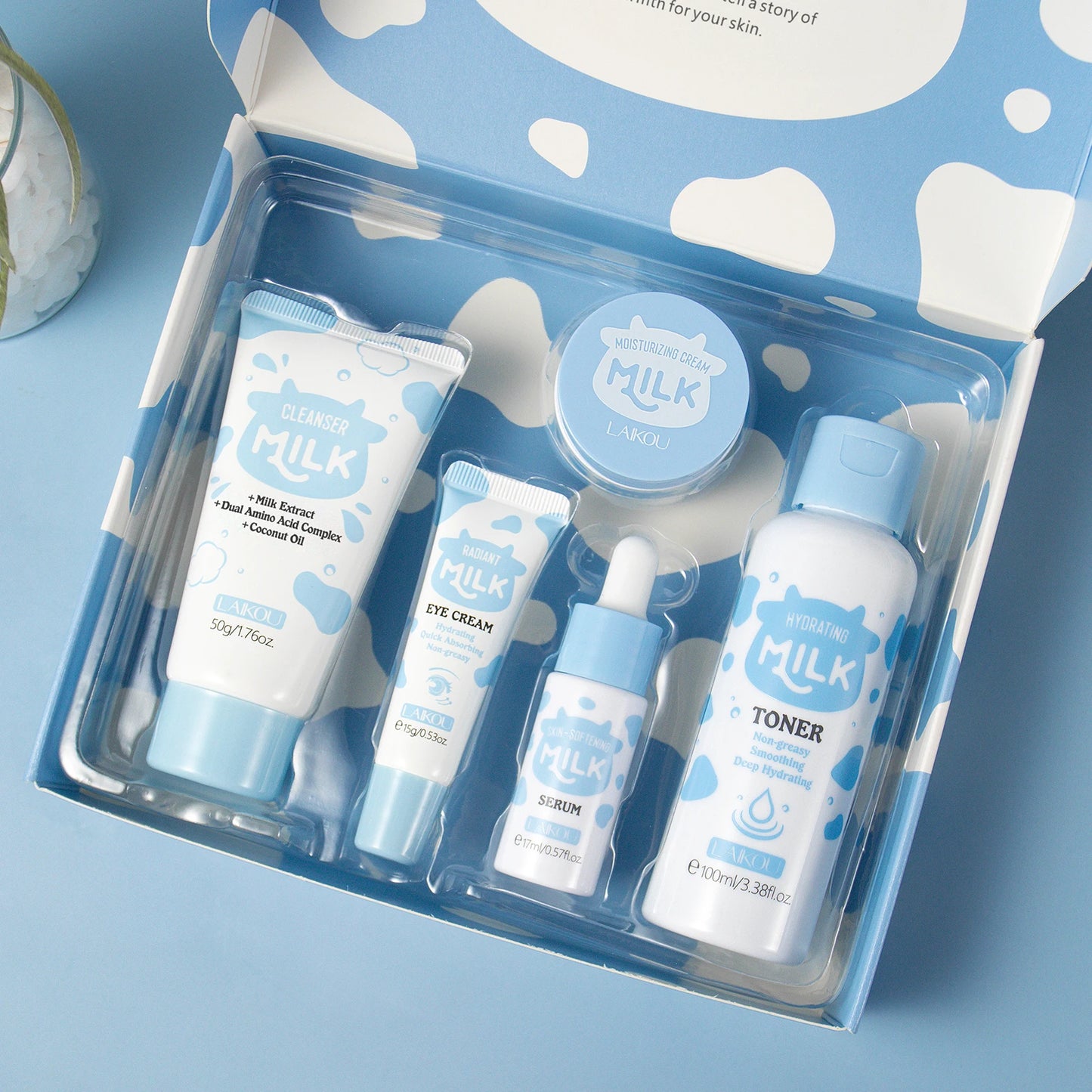 LAIKOU Milk Glowing Skincare Set Hydrating Brightening Anti Aging