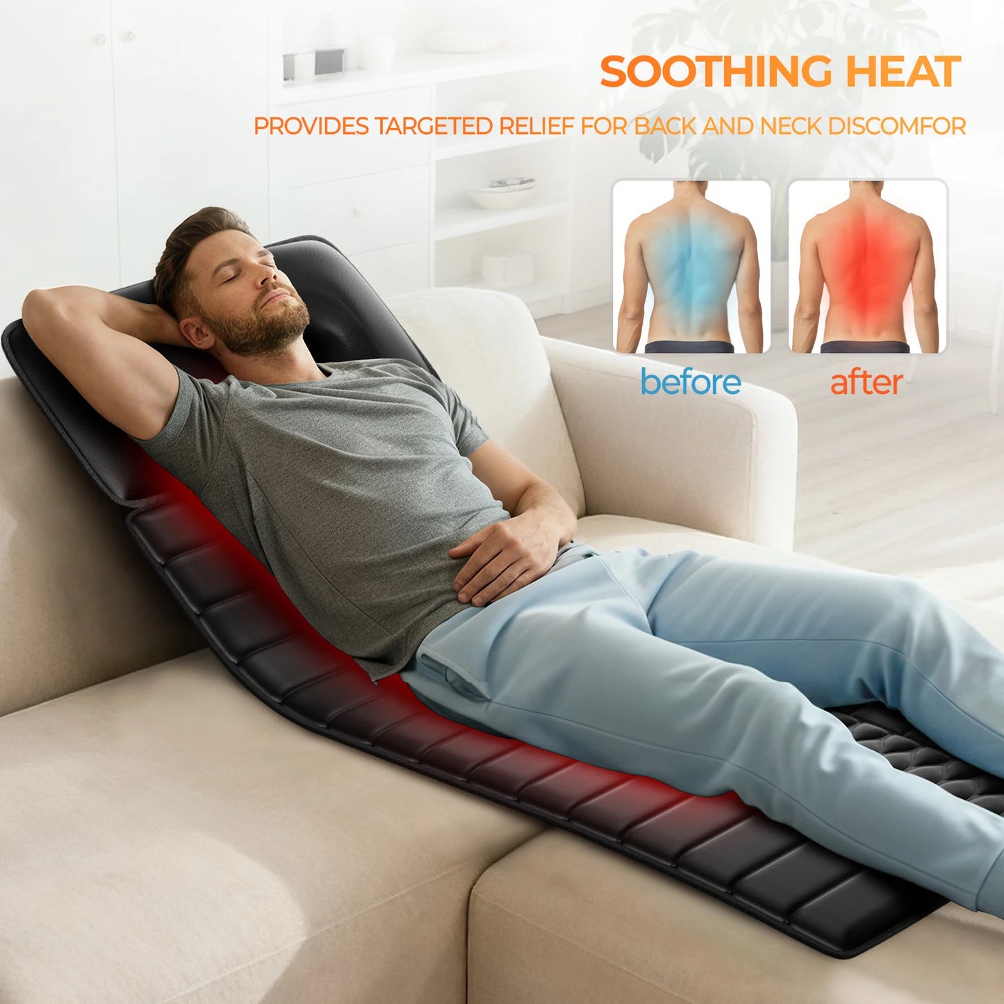 HIMOUTA Shiatsu Full Body Massage Mat With Heat And Motors
