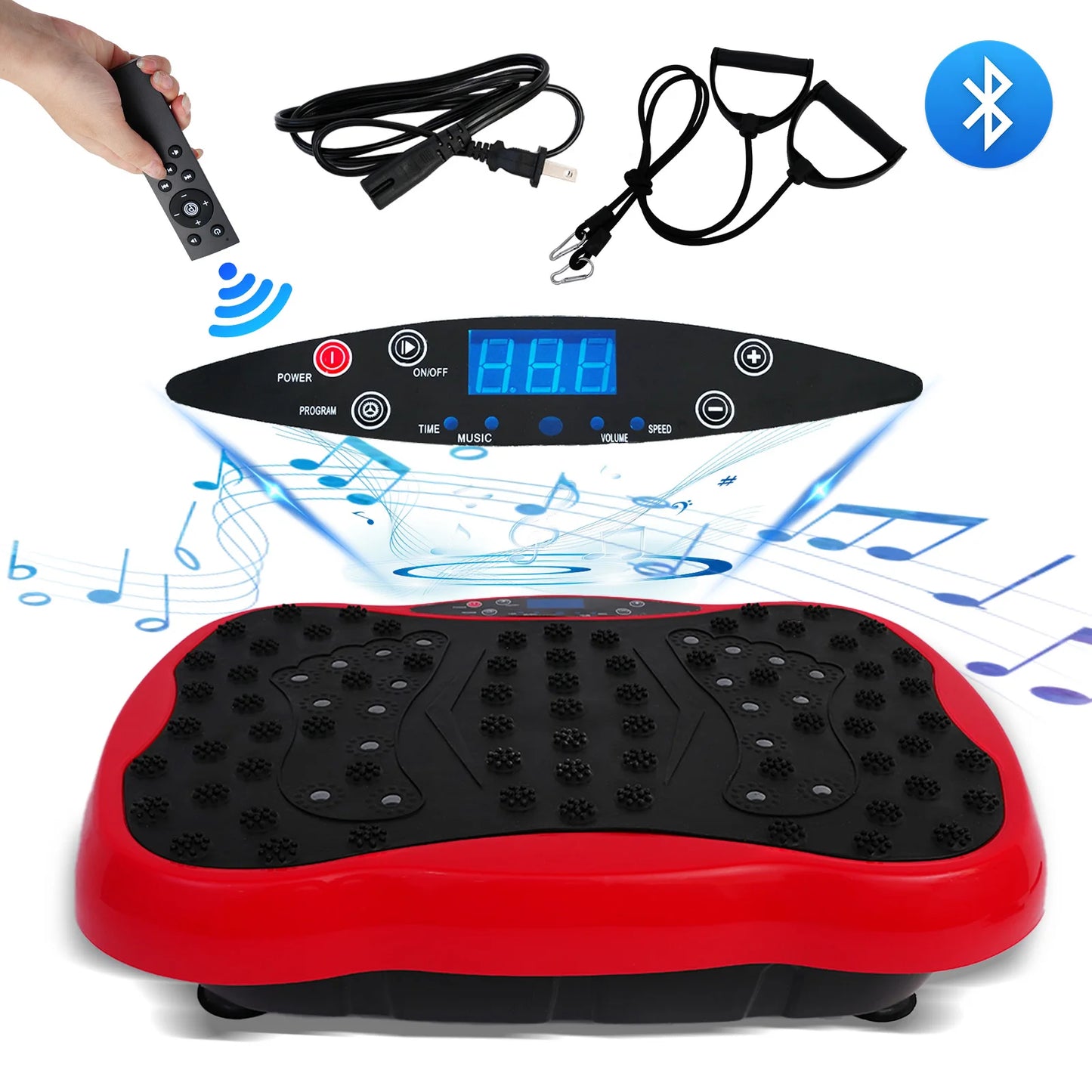 Full-Body Vibration Plate Exercise Machine 330lbs Weight Loss with Resistance Bands & Remote Control