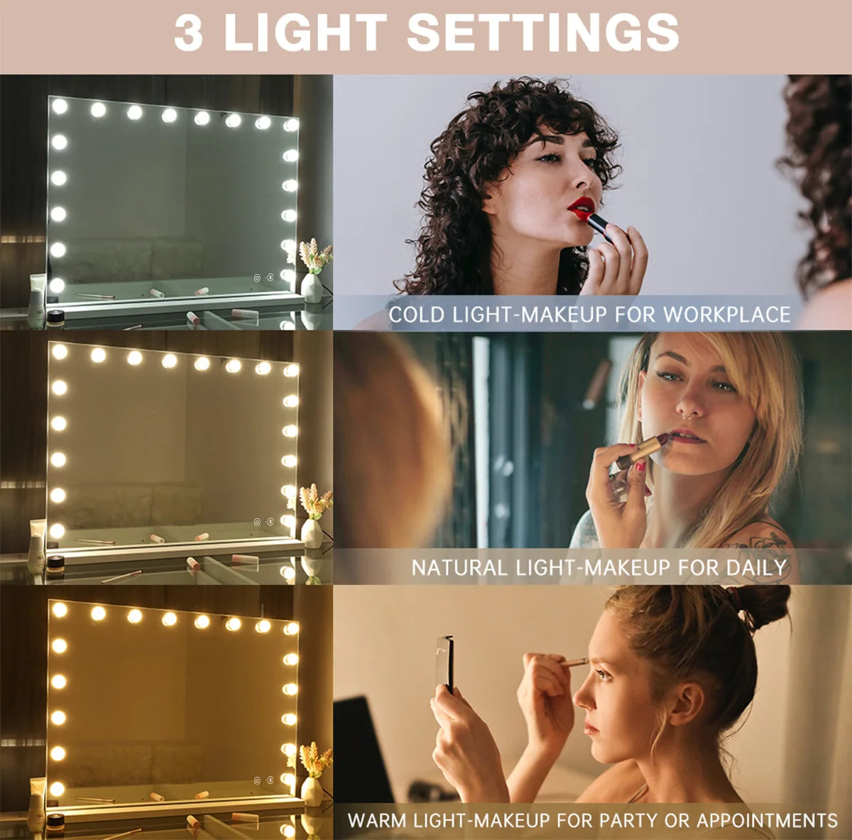 Large Vanity Mirror With Lights And Bluetooth Speakers Dimmable LED Lights With 10 Times Magnification USB Port