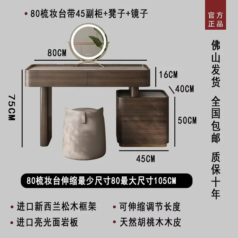Natural Brown Vanity Desk Drawers European Led Storage Lounges Dressing Table