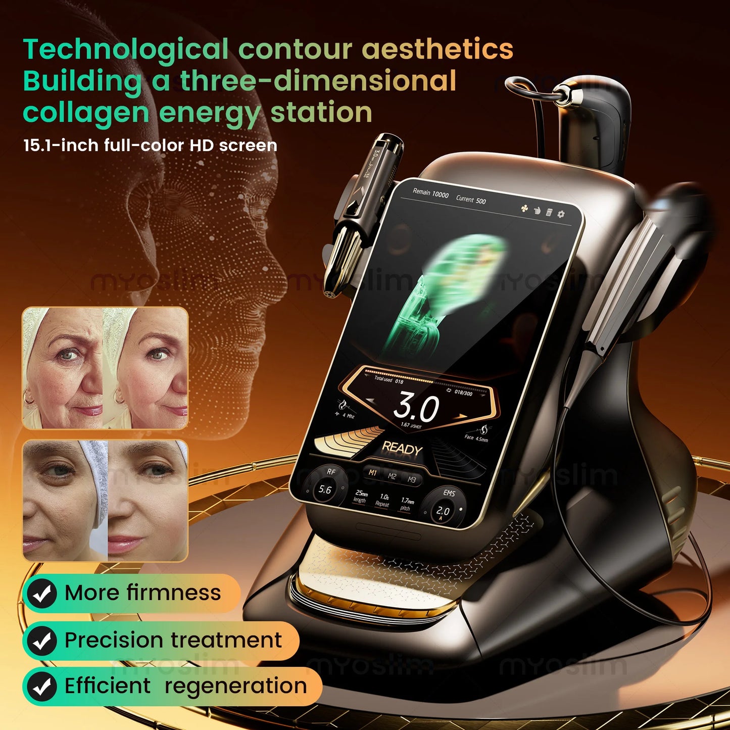 MYOSLIM 3 In 1 Anti Aging Skin Tightening Device Pro