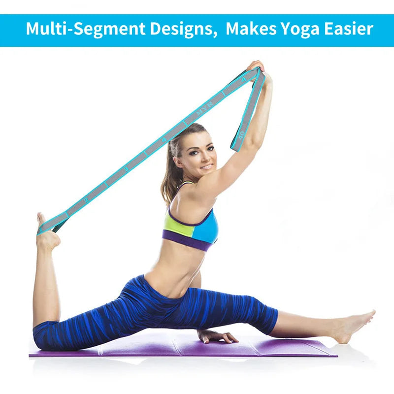 Elastic Yoga Stretching Strap With Loops For Ballet And Body