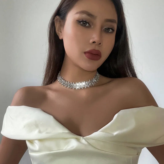 Sense Light Luxury Full Diamond Collar Necklace With Zircon