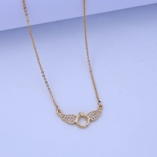 NONECN Winged Angel Diamond Band Necklace Titanium Steel