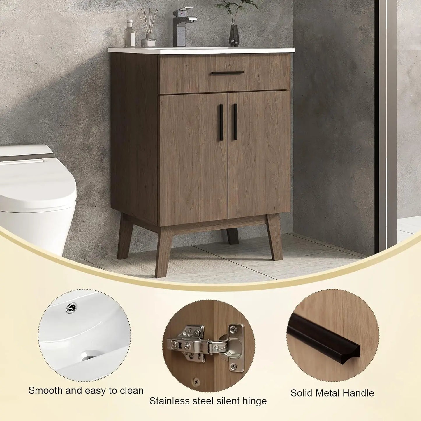 GUOHE Modern Single Basin Bathroom Vanity With Sink