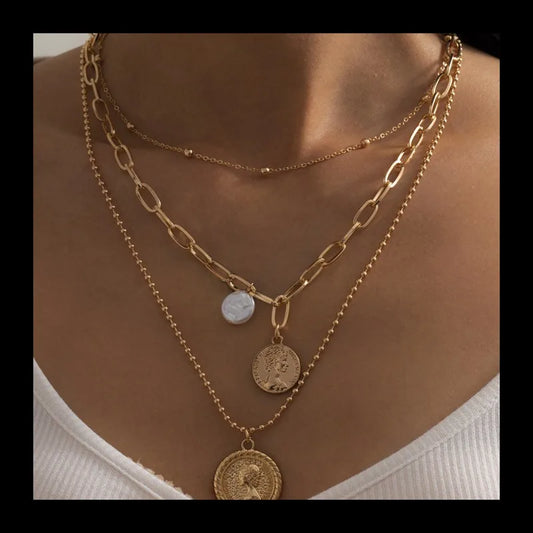 NONECN Simple Baroque Necklace Imitation Pearl Chain