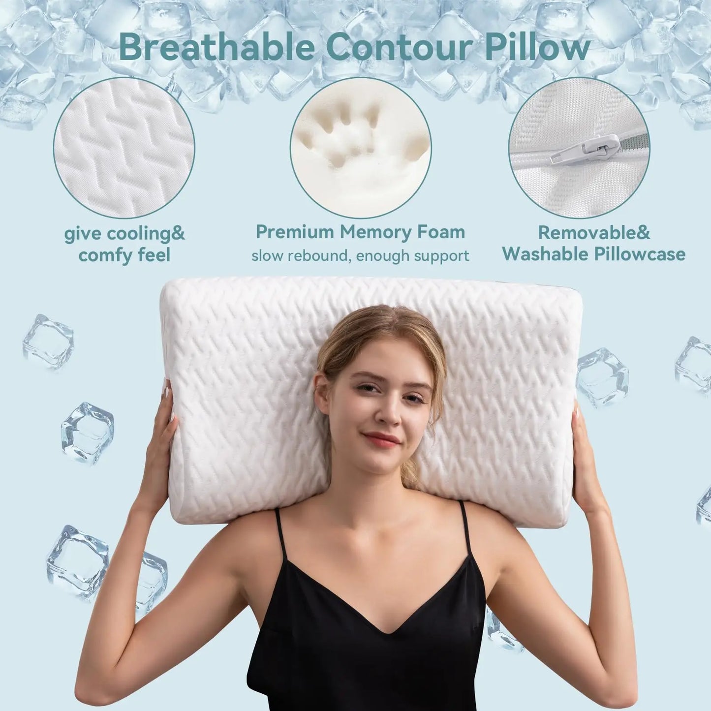 Hcore Ergonomic Memory Foam Neck Pillow for Side Sleepers