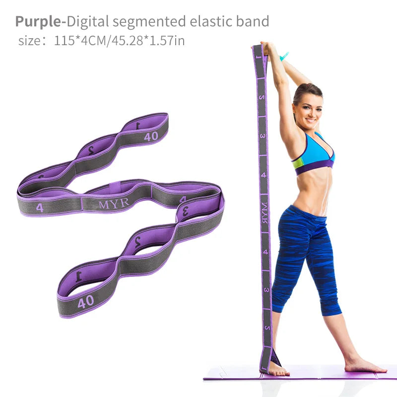 Elastic Yoga Stretching Strap With Loops For Ballet And Body