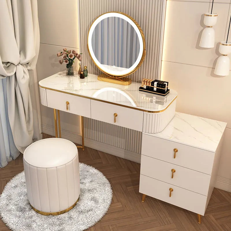 XMSJ French Beauty Vanity Table With LED Light Mirror