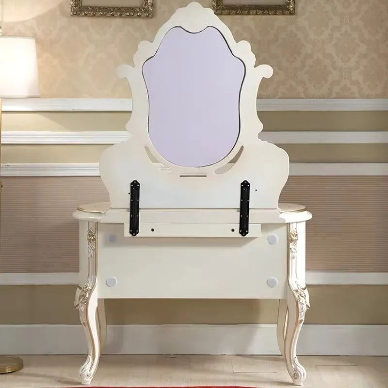 Beige Storage Vanity Table Nordic Wooden Aesthetic Beauty Drawers Dresser