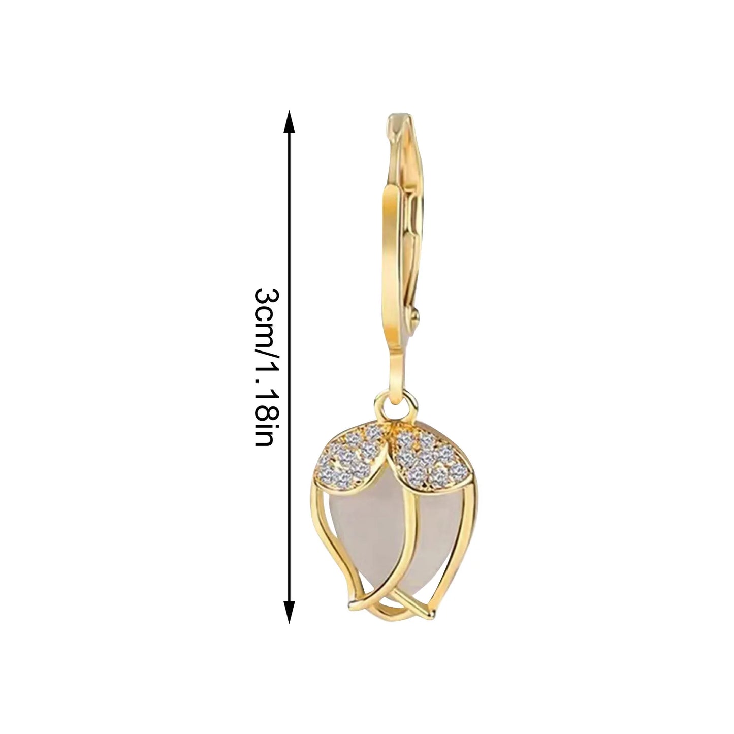 Light Luxury Cat Eye Stone Flower Earrings Fashion For Women