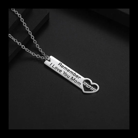NONECN Titanium Steel Mother Lettering Pendant Necklace