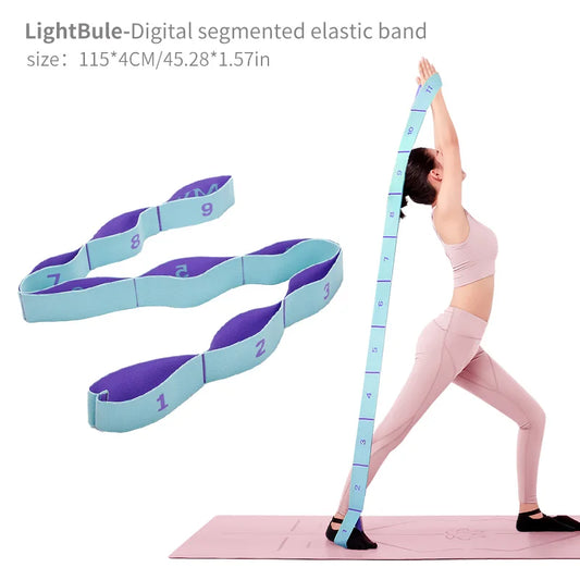 Elastic Yoga Stretching Strap With Loops For Ballet And Body