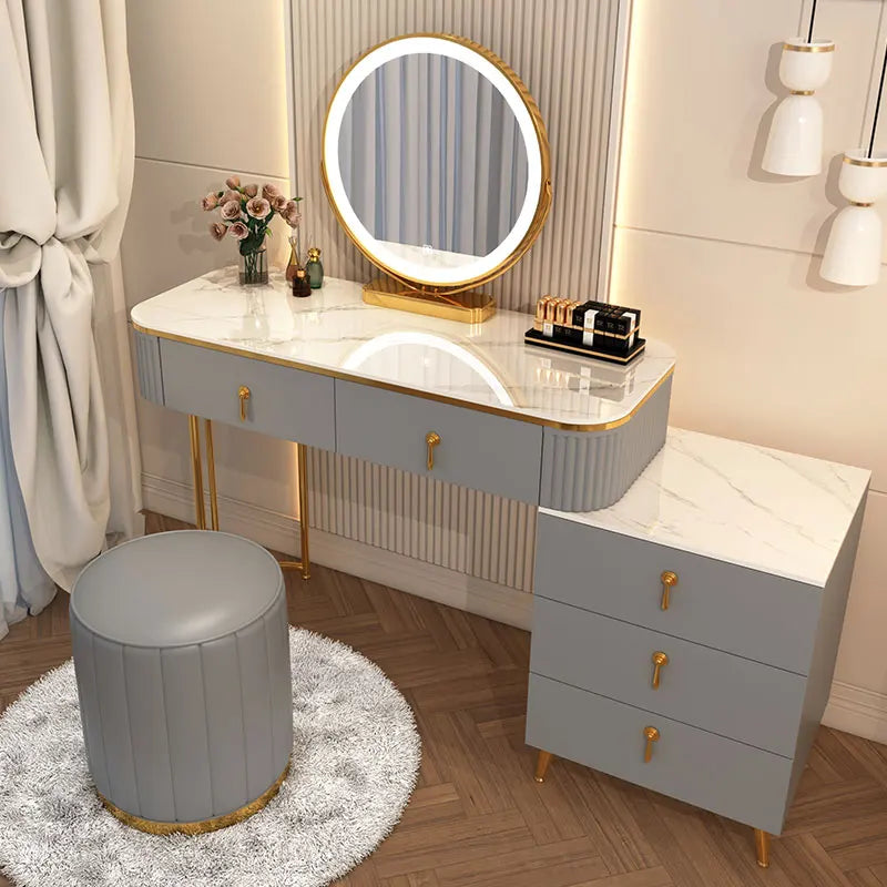 XMSJ French Beauty Vanity Table With LED Light Mirror