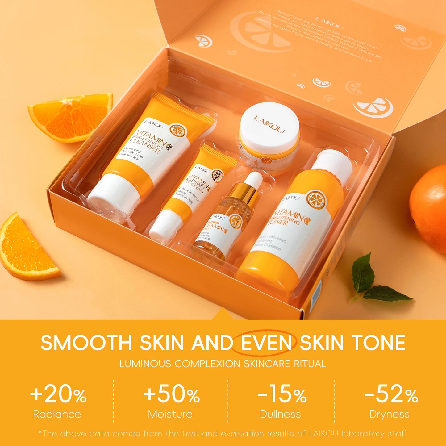 LAIKOU Vitamin C Skincare Set for Brightening and Wrinkle Reduction