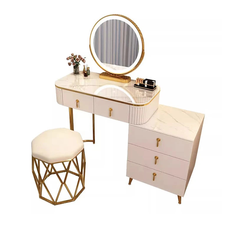 XMSJ French Beauty Vanity Table With LED Light Mirror
