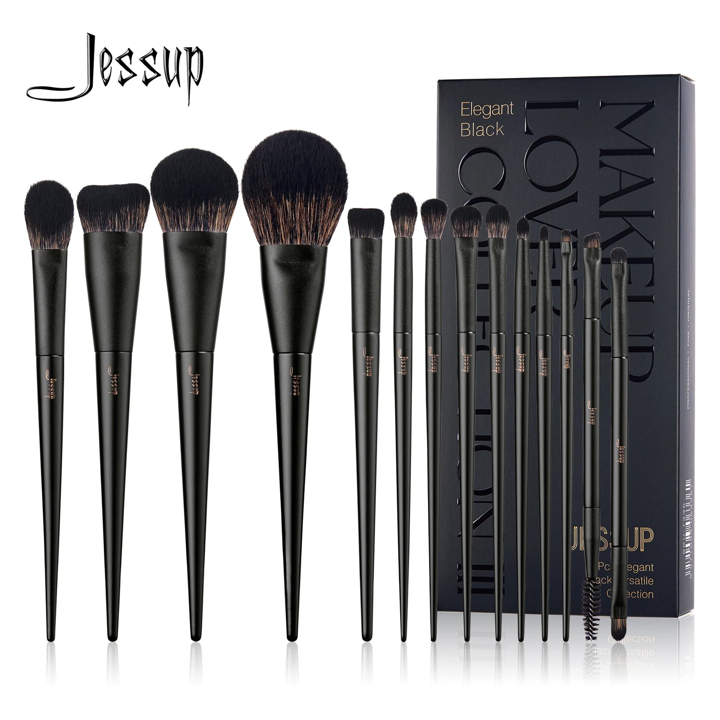 JessupBrush 14 Piece Makeup Brush Set Contour Foundation Eyeshadow Concealer