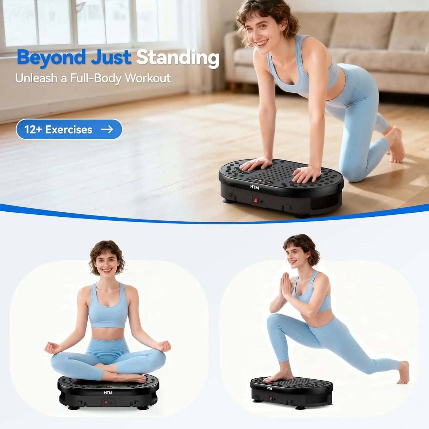 HTMM 120 Levels Vibration Plate 9 Modes Portable Exercise Machine