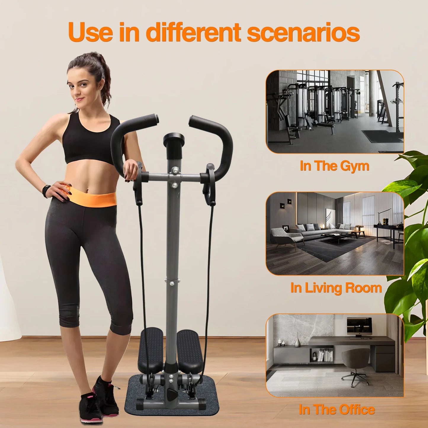 Vibrating Exercise Stepper Machine With LCD Monitor For Home Gym