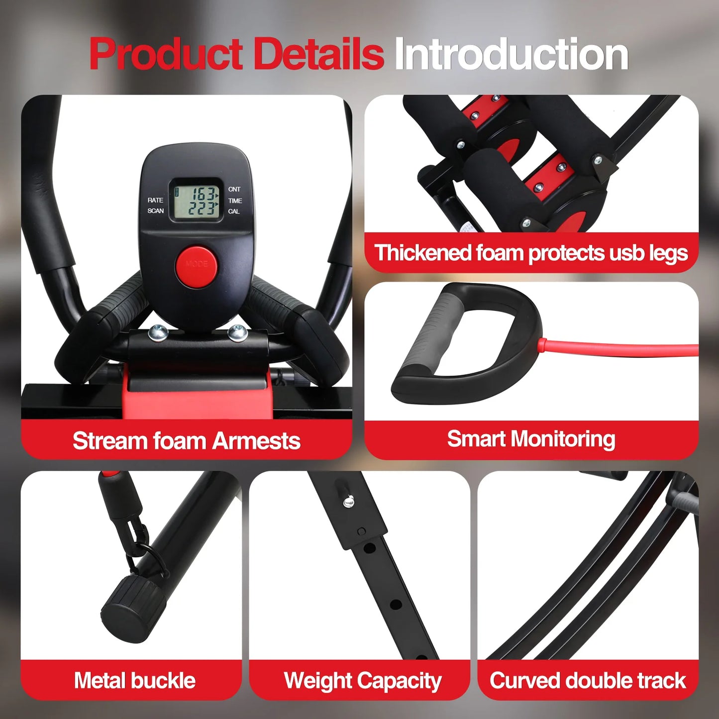 Abdominal Curling Exercise Machine Dual Track Foldable Trainer