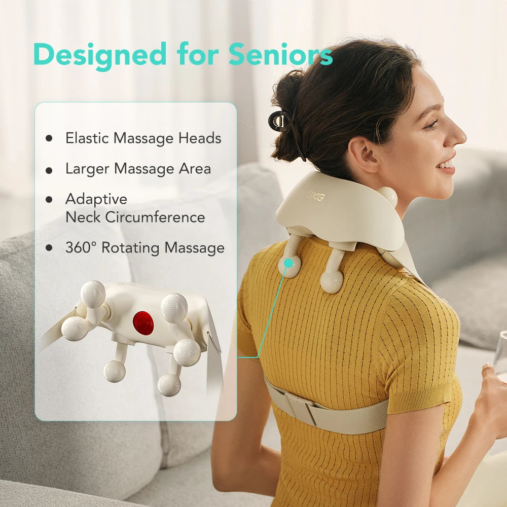 SKG Cordless Neck Massager With Heat 6D Portable Deep Tissue