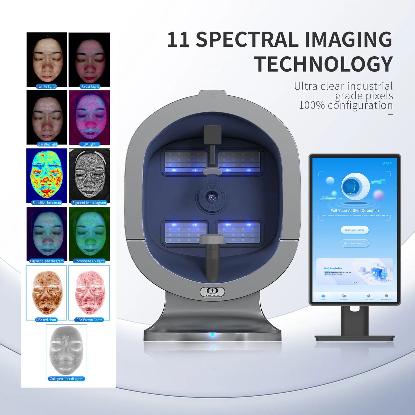 Upgraded X5 3D Ai Skin Image Analyzer High Definition Pixels Whole Facial Scanning Multi Spectrum