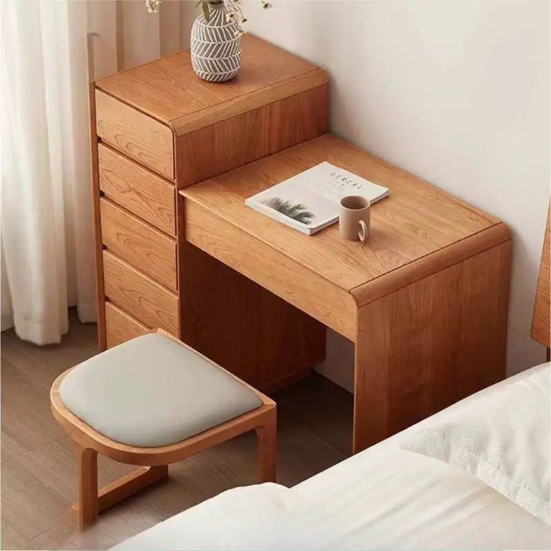 Stool Mirror Wood Vanity Table Storage White Makeup Bedroom Dresser Organizer