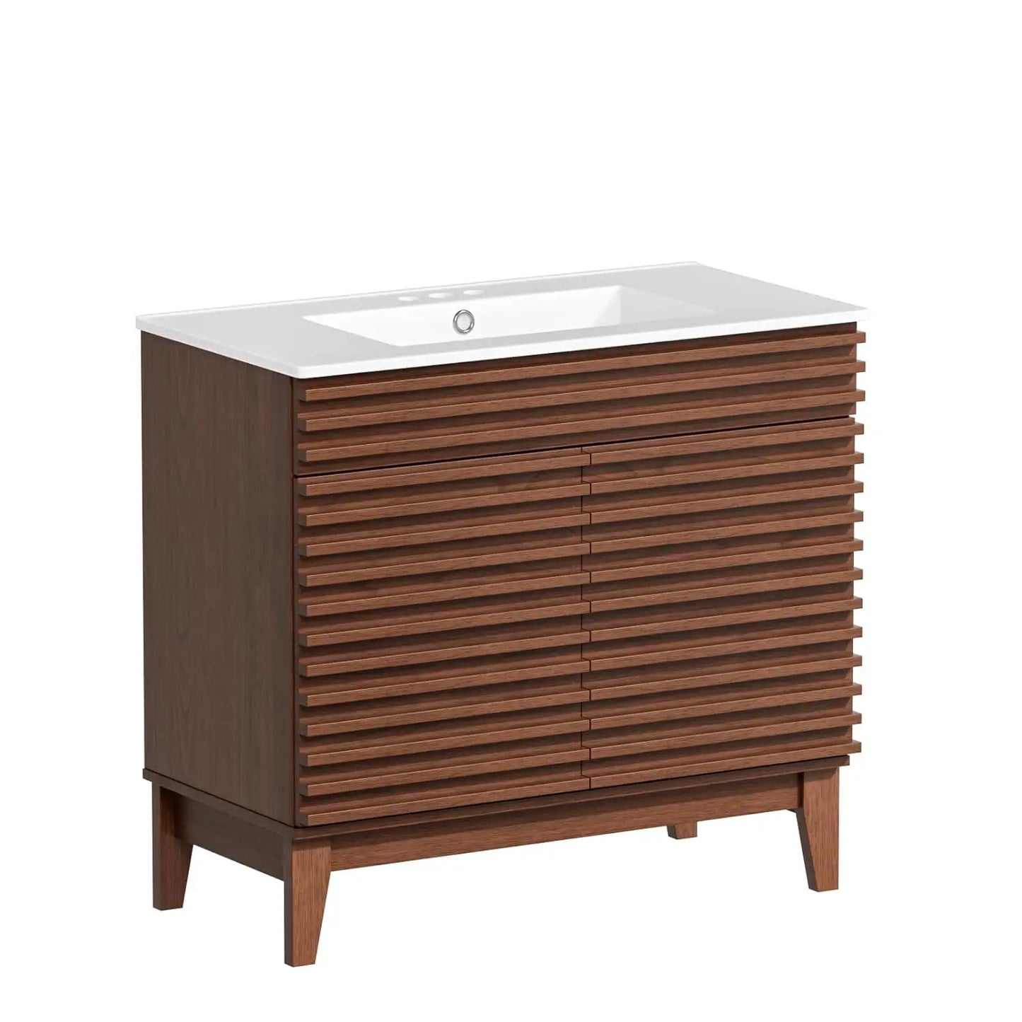 Mid Century Freestanding Bathroom Vanity Sink Storage