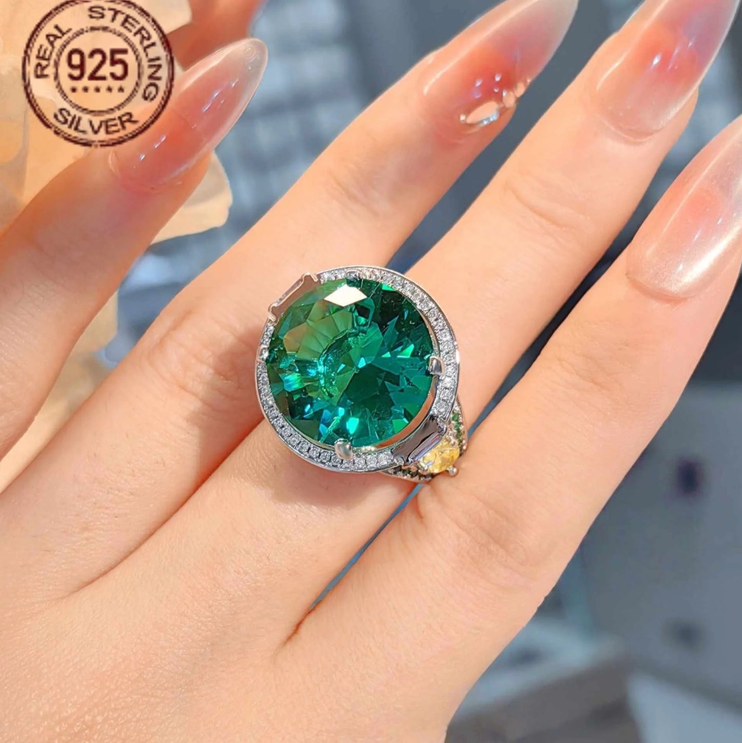 WPOOCC Zircon Round Cut Ring Vintage Style for Women