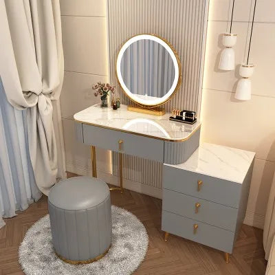 XMSJ French Beauty Vanity Table With LED Light Mirror