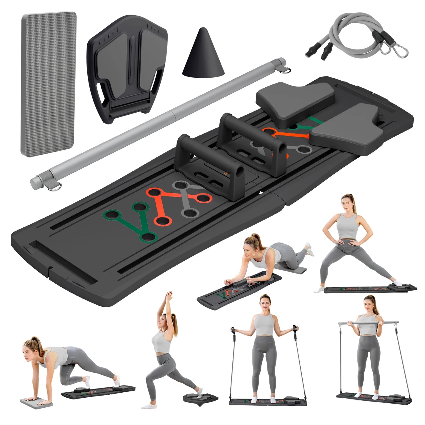 7-in-1 Portable Pilates Board Exercise Foldable Push Up Fitness Equipment Workout