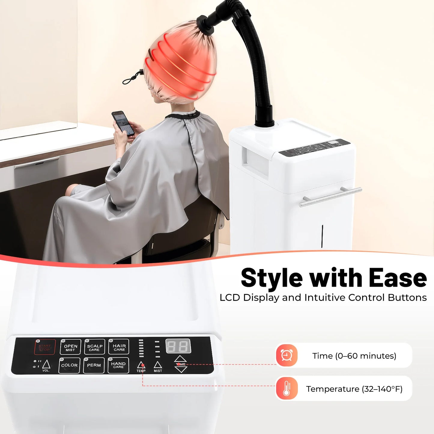 Nano Hair Steamer With Negative Ion Spray For Hair Care