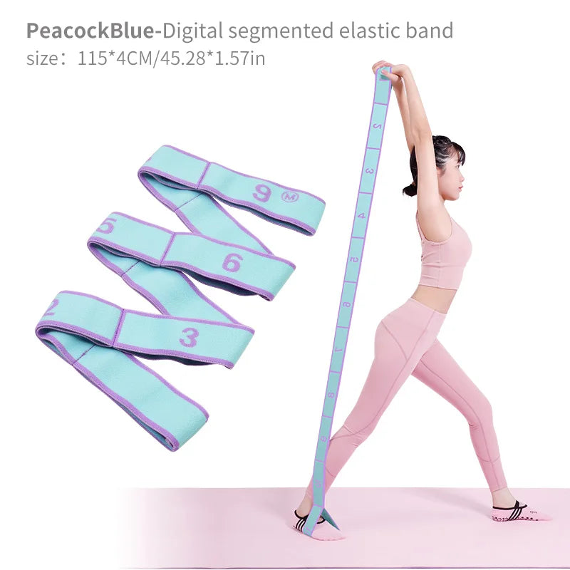 Elastic Yoga Stretching Strap With Loops For Ballet And Body