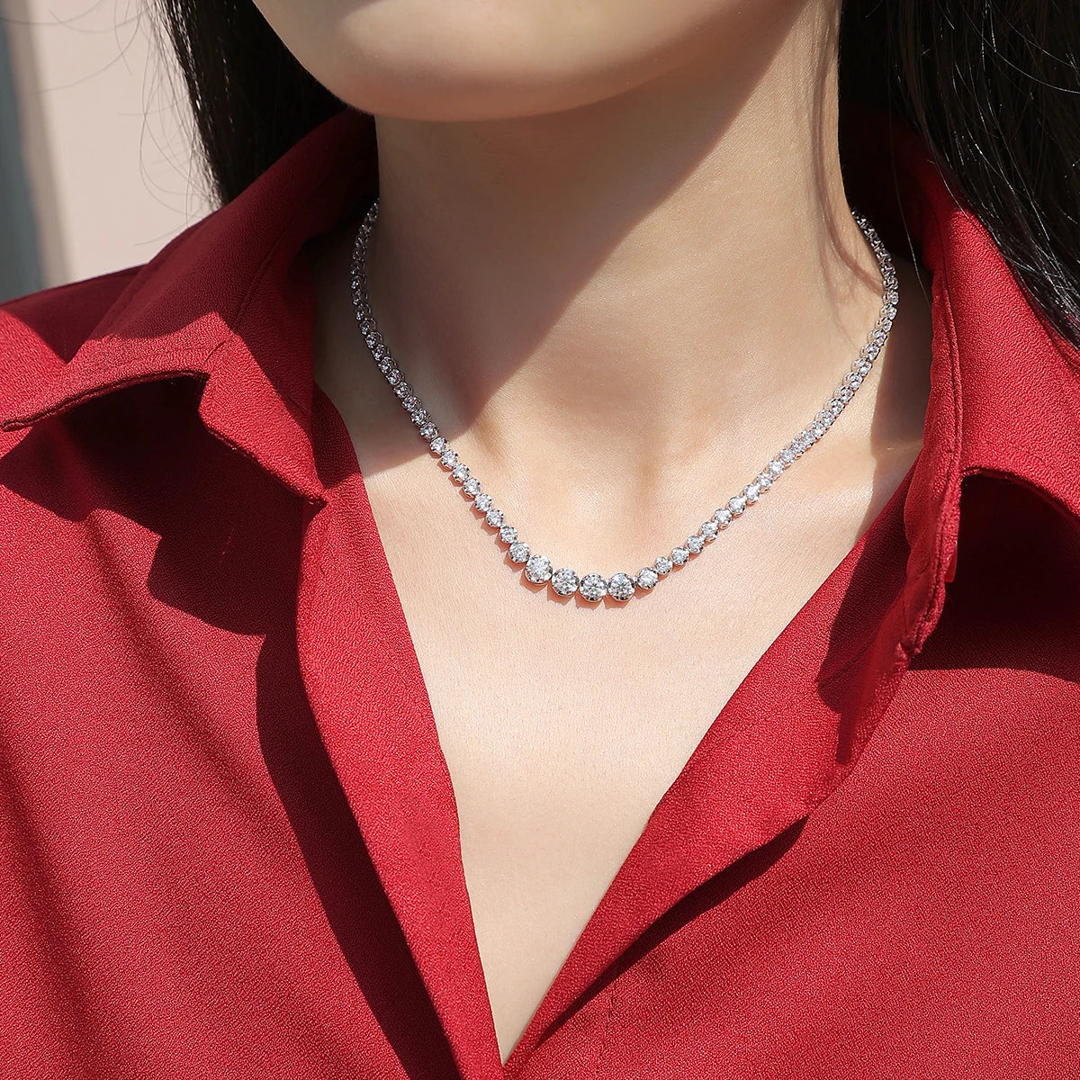 925 Sterling Silver Moissanite Necklace For Women Casual