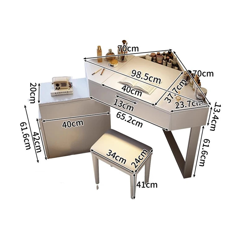 XMSJ Vintage Vanity Table With Multifunctional Drawer Set