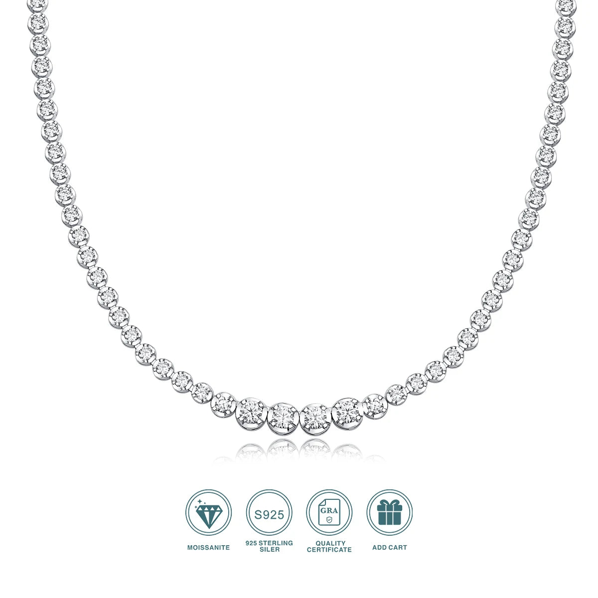 925 Sterling Silver Moissanite Necklace For Women Casual