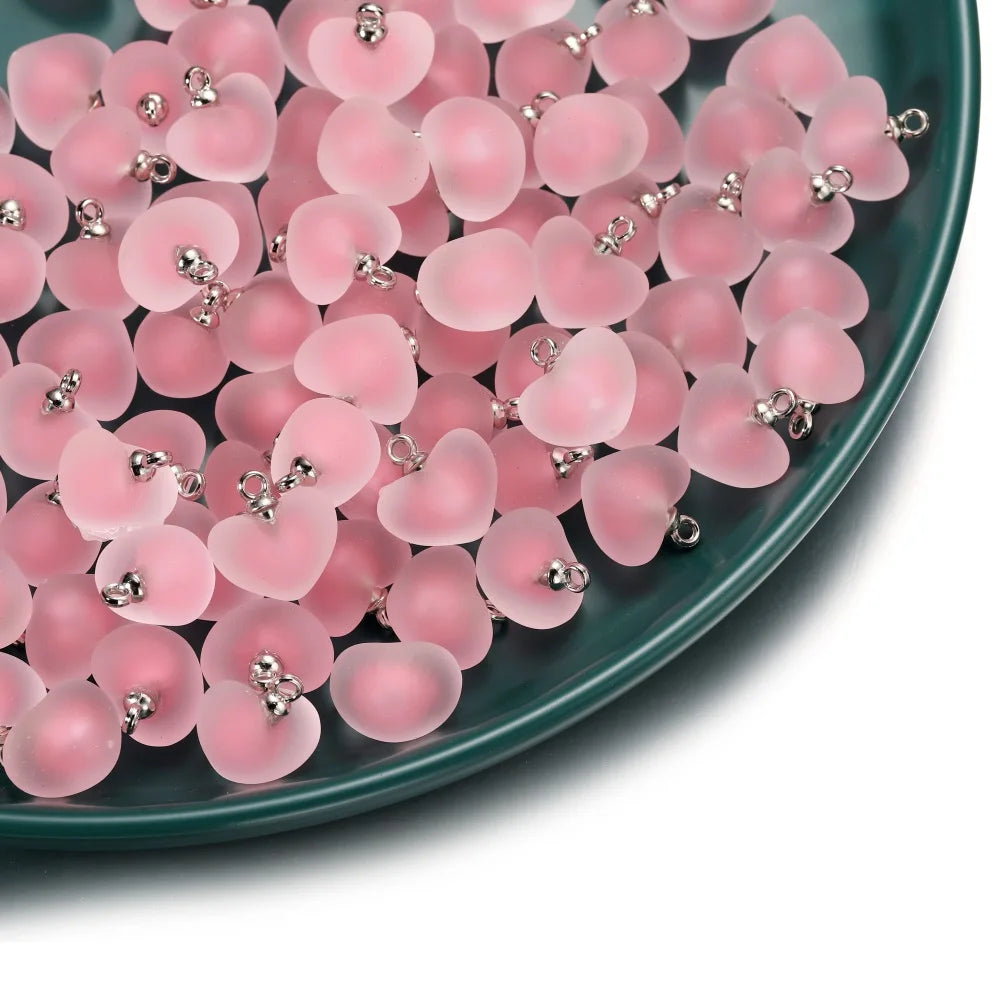 St.kunkka Charms Frosted Heart Charms For Jewelry Making