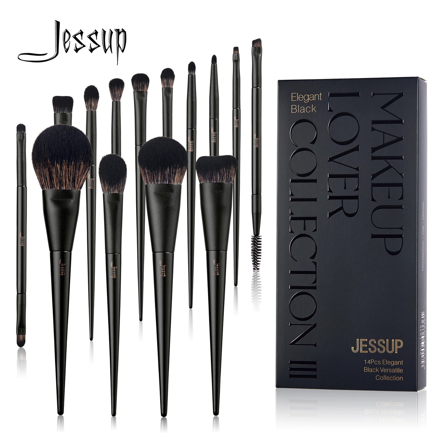 JessupBrush 14 Piece Makeup Brush Set Contour Foundation Eyeshadow Concealer