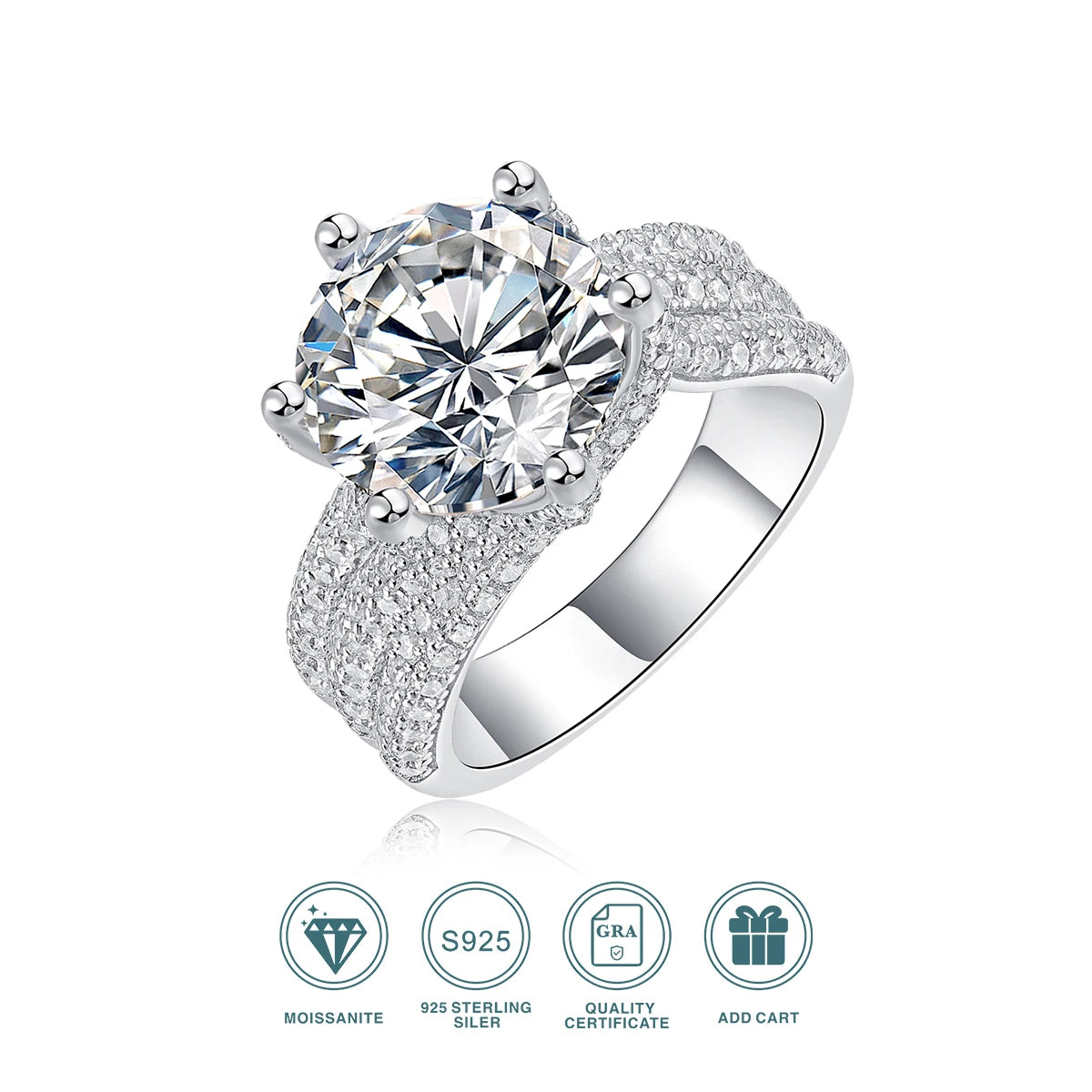 Moissanite Engagement Ring S925 Sterling Silver