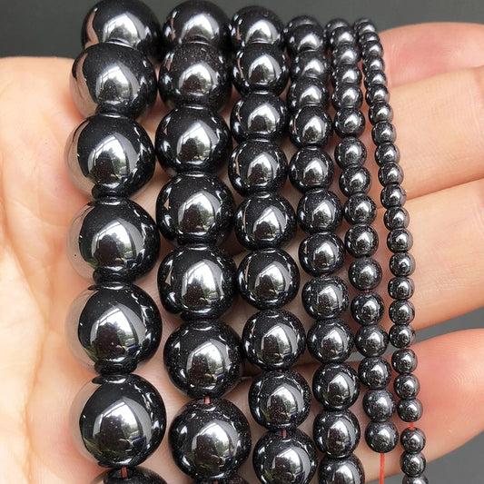 Natural Black Hematite Beads Round Loose Beads For Jewelry Making