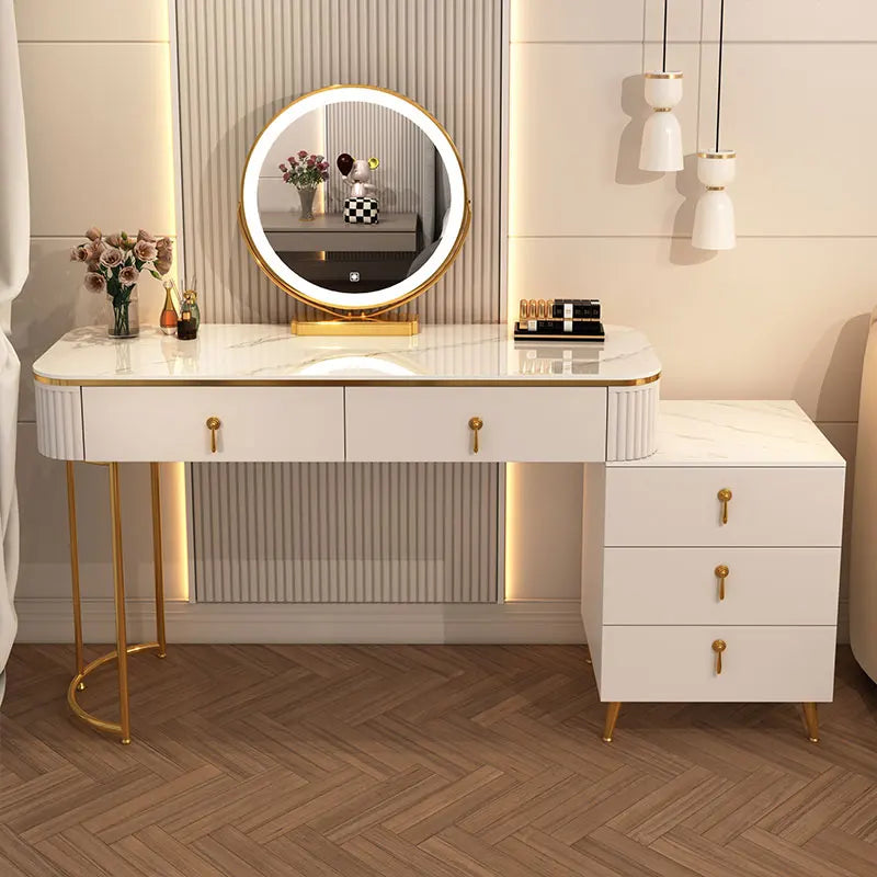 XMSJ French Beauty Vanity Table With LED Light Mirror