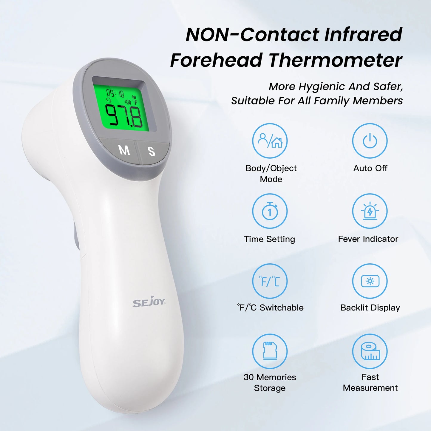 Sejoy Infrared Digital Thermometer Forehead Ear Non Contact