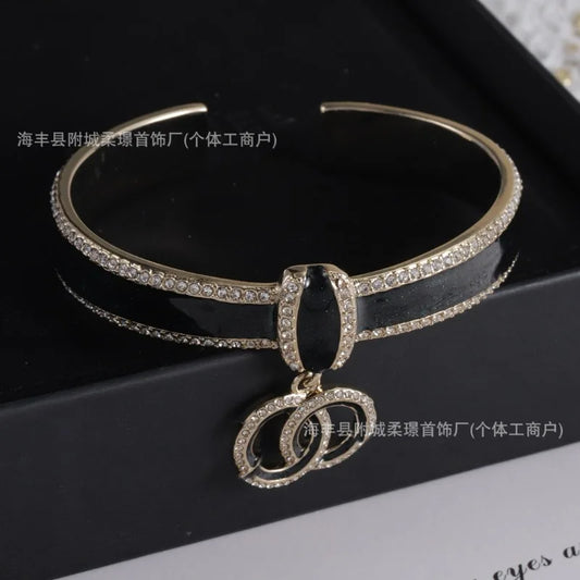Double C Letter Bracelet For Women Retro Opening Chain Jewelry