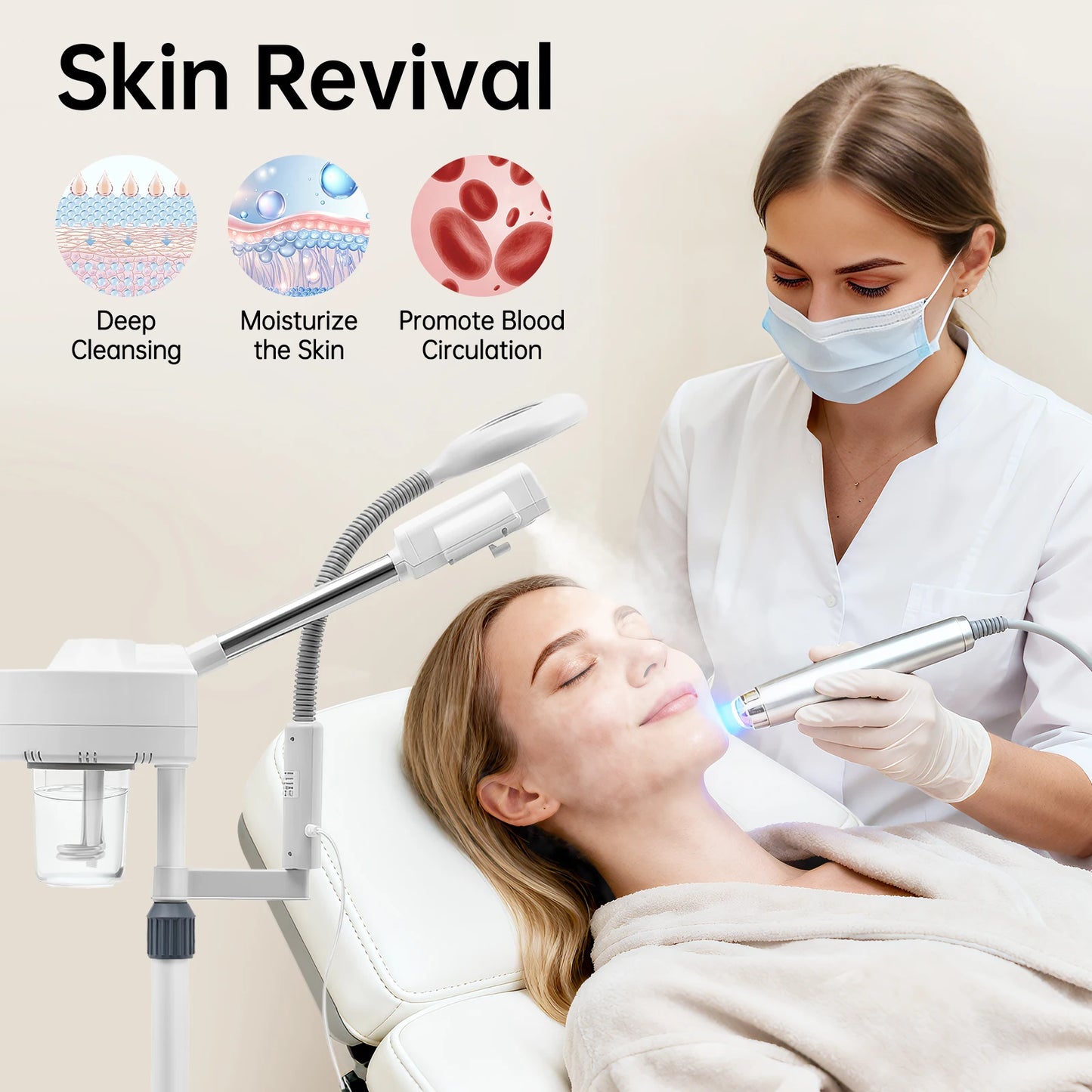 Bymaocar Professional Facial Steamer 2-In-1 800W 110V