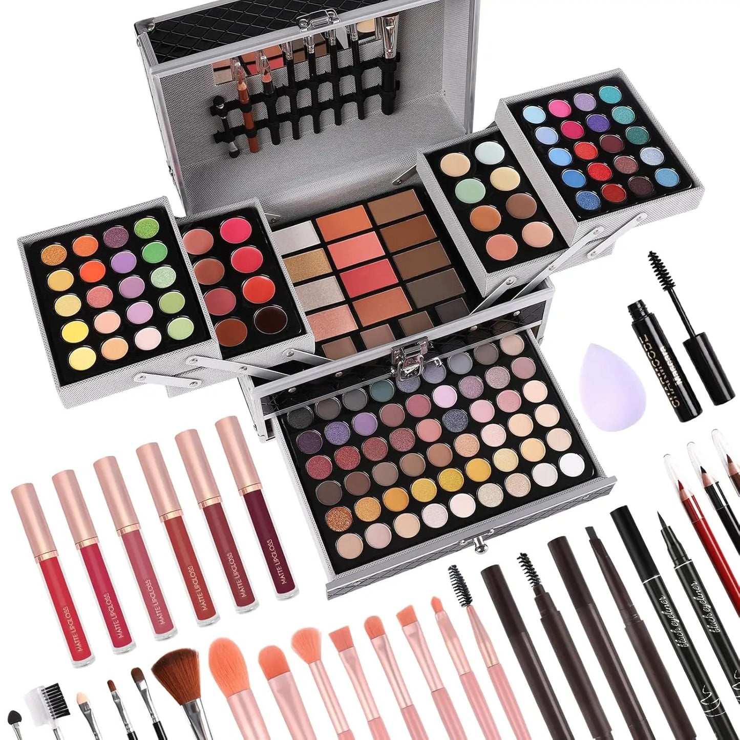 Complete Makeup Kit for Women Eyeshadow Lip Gloss Concealer Brushes