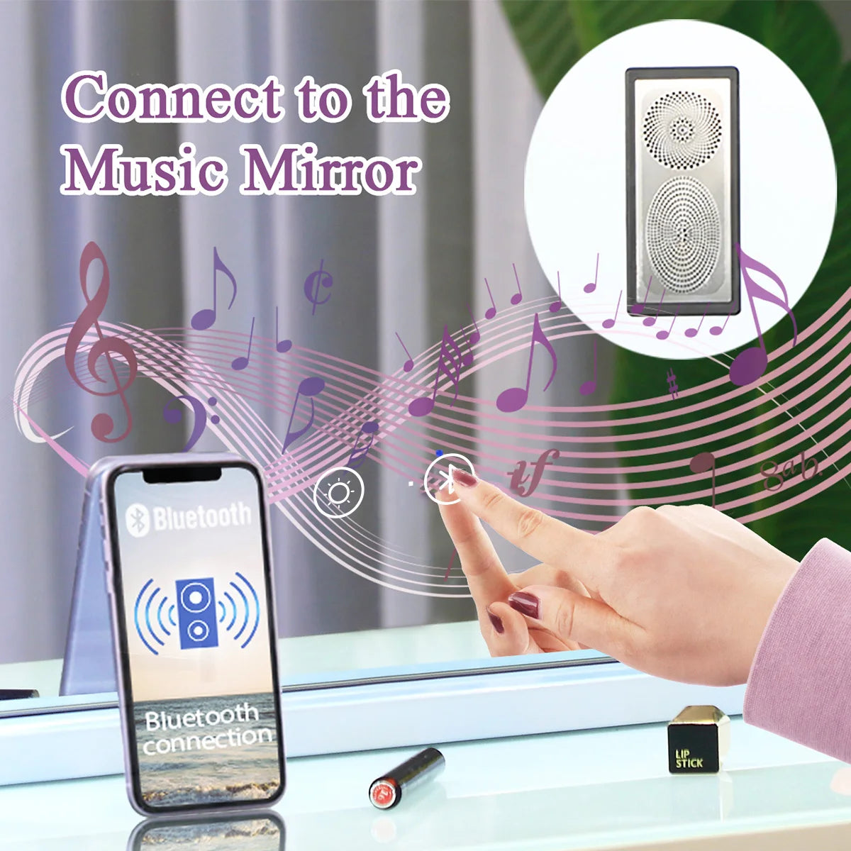 Large Vanity Mirror With Lights And Bluetooth Speakers Dimmable LED Lights With 10 Times Magnification USB Port