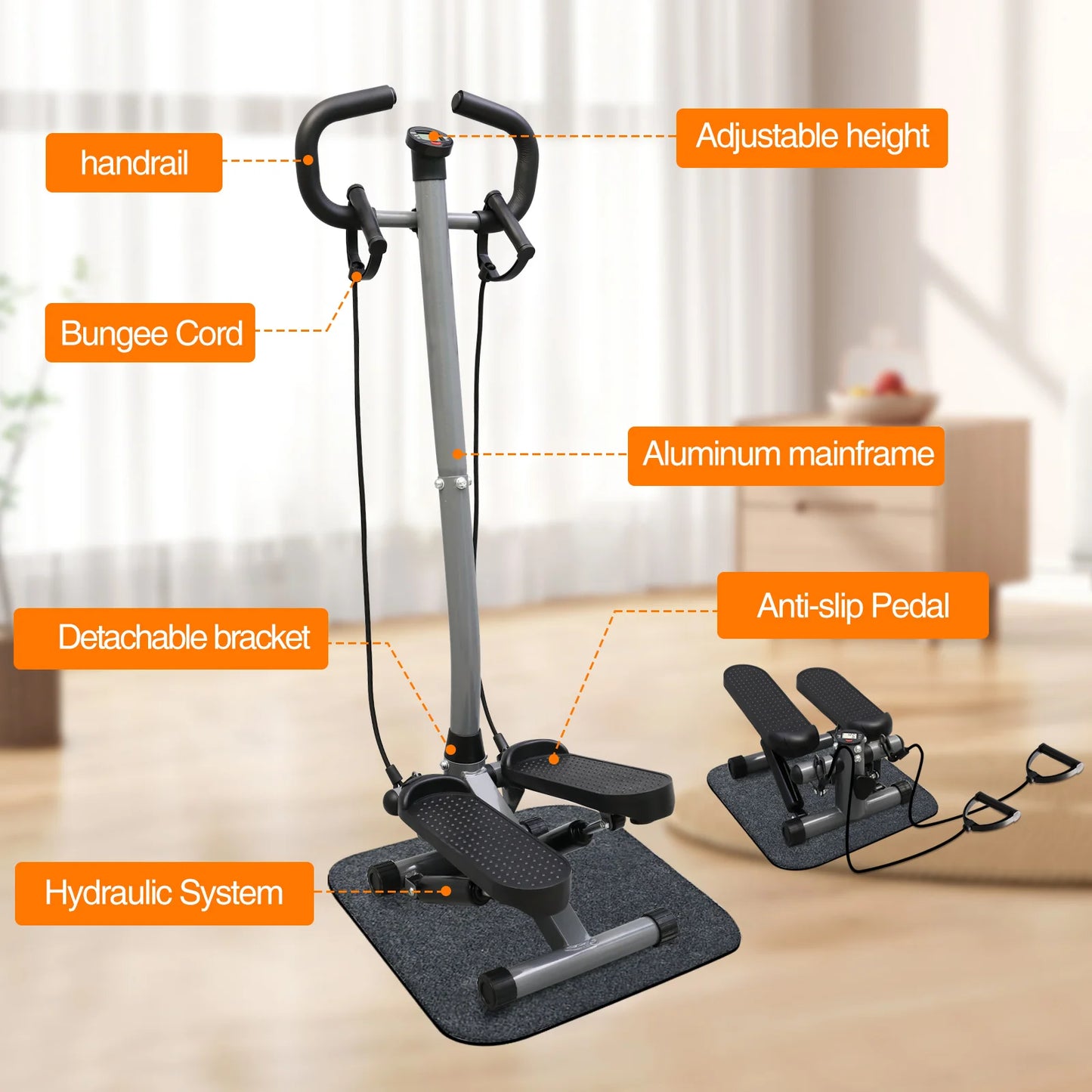 Vibrating Exercise Stepper Machine With LCD Monitor For Home Gym