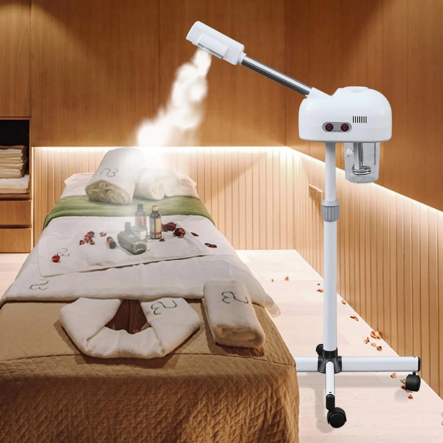 Professional Facial Steamer with 360 Degree Rotating Nozzle for Cleanses Skin Unclogs Pores